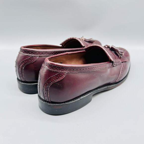 Allen Edmonds Shoes Mens 11 Burgundy Bridgeton Wingtip Kiltie Tassel Loafers - Picture 7 of 11
